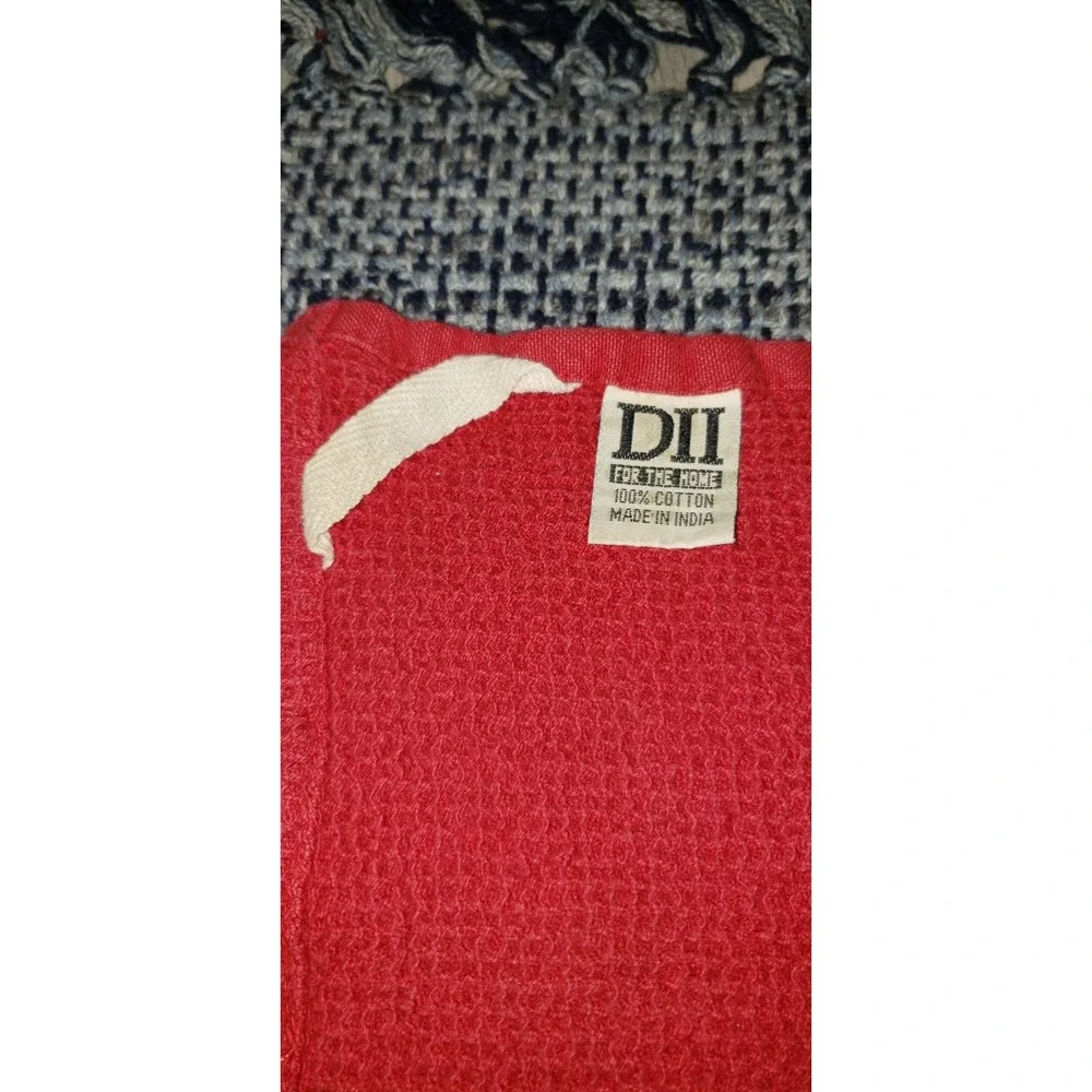 DII For The Home Red Waffle Weave Cotton Kitchen Towel Embroidered Pumpkins Fall